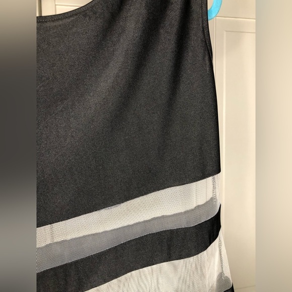 Super Sexy Flattering Striped Sleeveless Mesh Fitted Bodycon Dress Midi - Picture 4 of 6